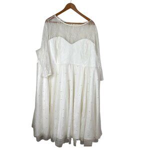 Torrid Women's Dress Ivory Sz 30 Wedding Special Occasion Lace Pearls Romantic